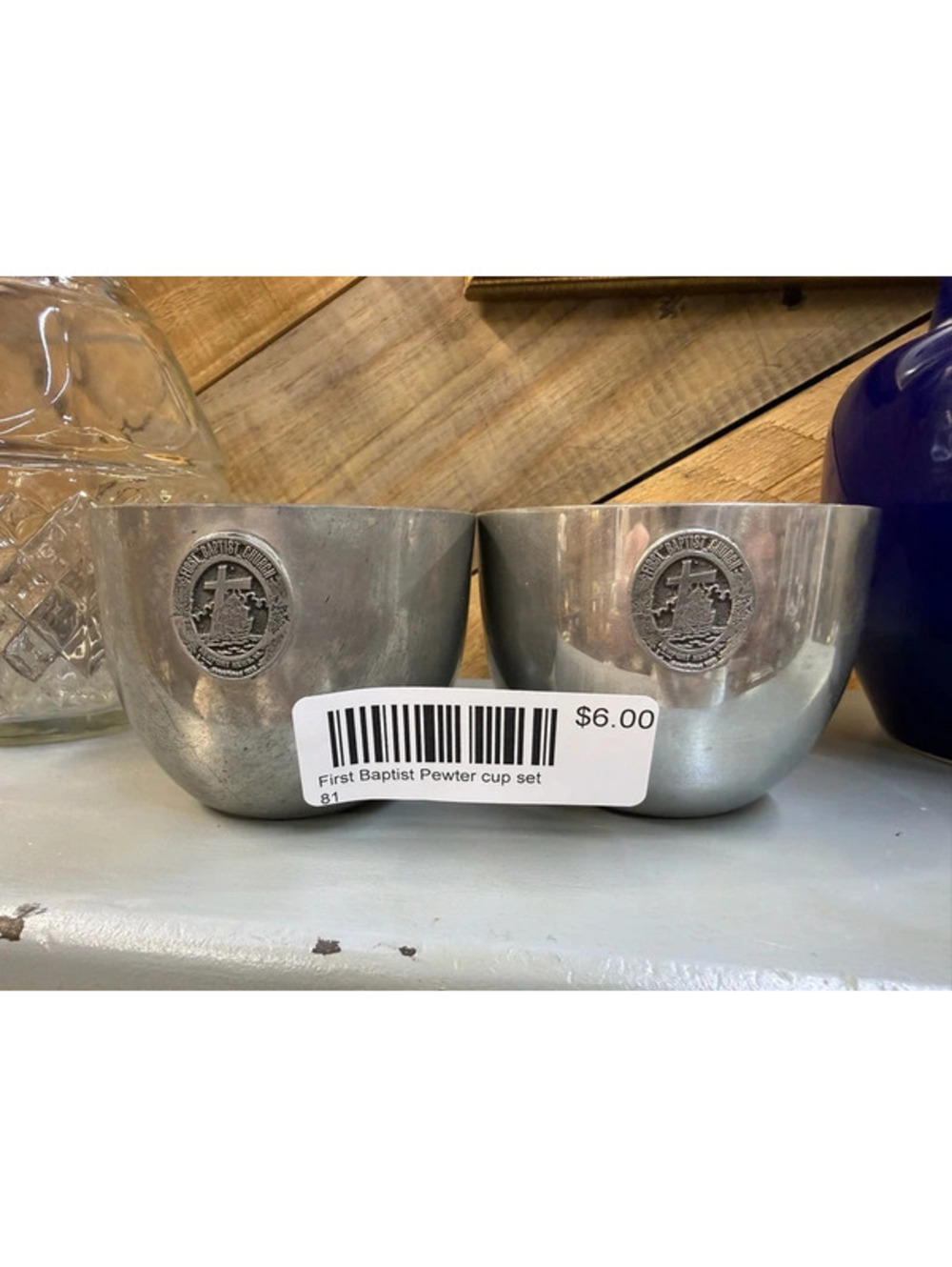 Pewter cup set First Baptist